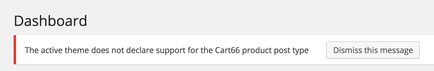Cart66 theme support warning